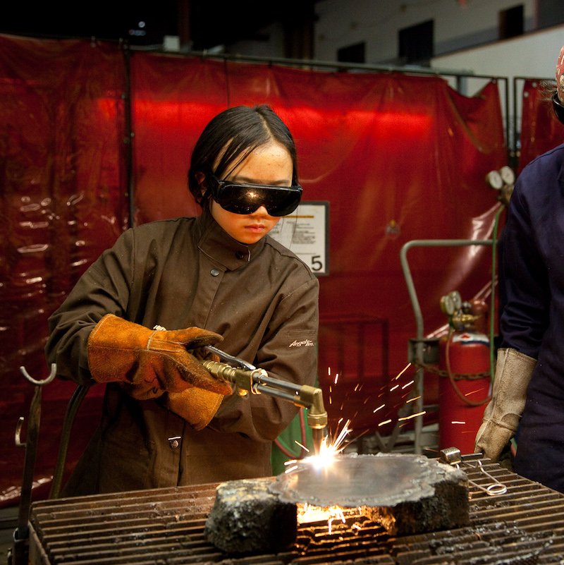 youth girls welding